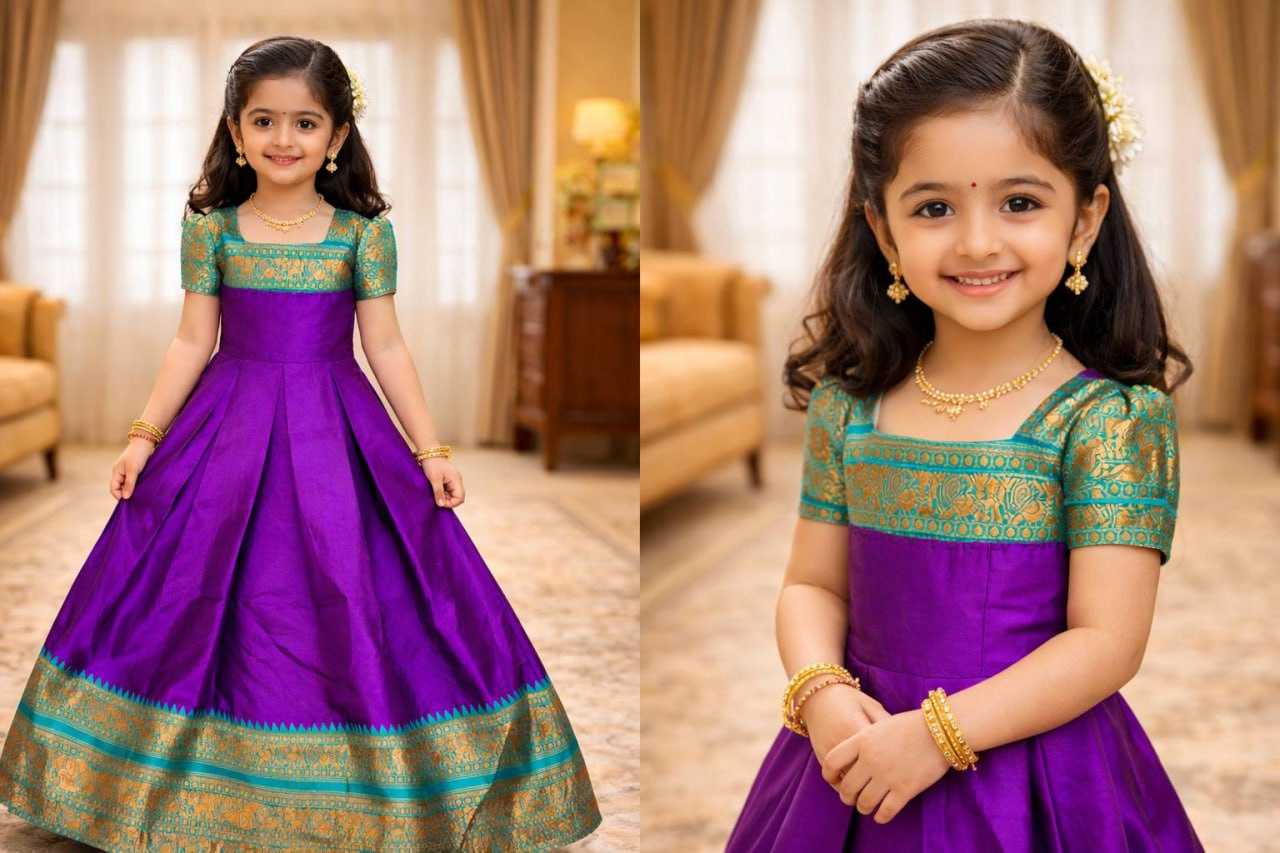 Ynf Lichi Silk KESH642 065 Kids Wear Wholesale Kids Gown Girls Ethnic Wear Kids Party Wear Ethnic Manufacturer- Kids Exports