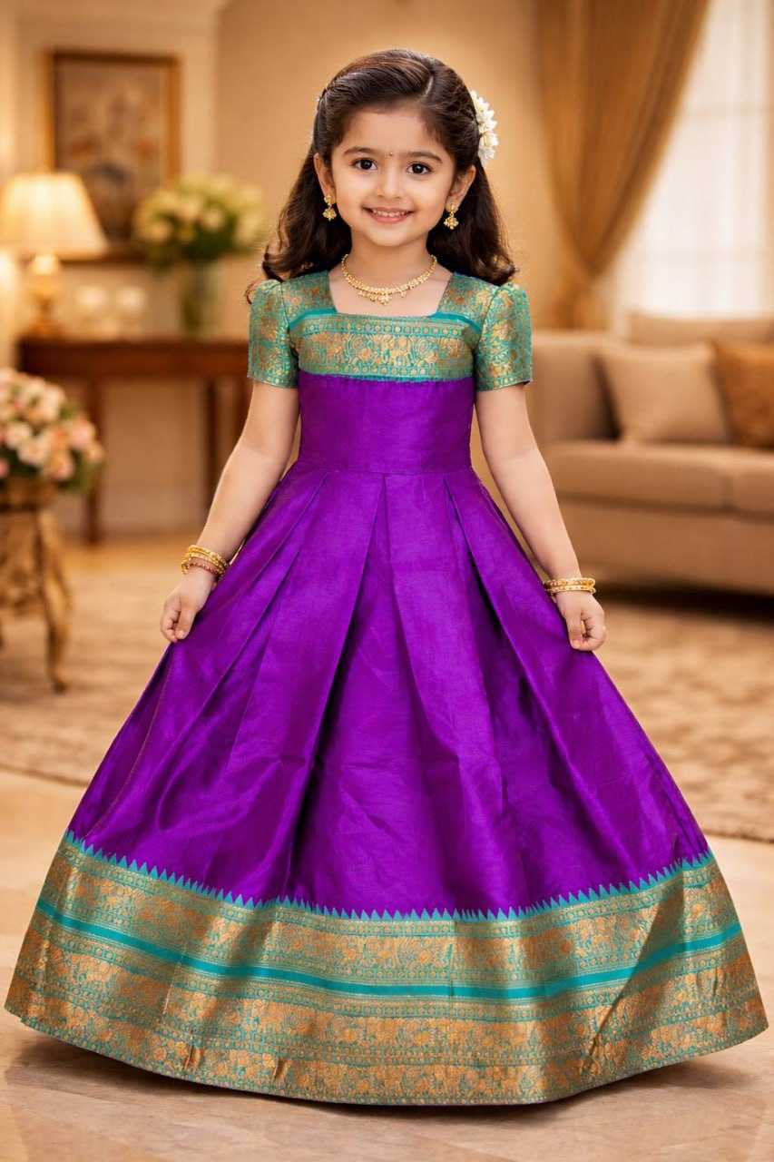 Ynf Lichi Silk KESH642 065 Kids Wear Wholesale Kids Gown Girls Ethnic Wear Kids Party Wear Ethnic Manufacturer- Kids Exports