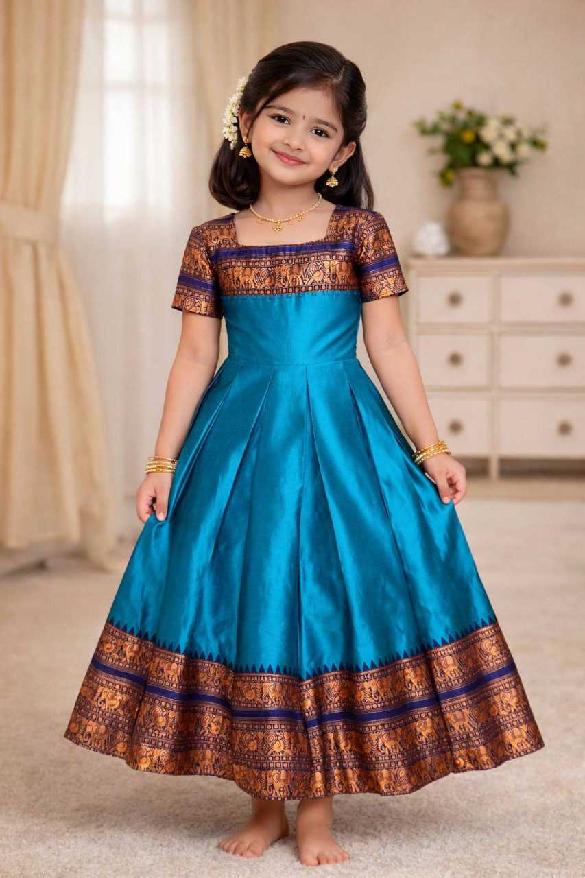 Ynf Lichi Silk KESH642 065 Kids Wear Wholesale Kids Gown Girls Ethnic Wear Kids Party Wear Ethnic Manufacturer- Kids Exports
