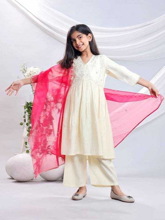 Ynf Organza Silk KESH461 206 Kids Wear Wholesale Embroidered Frock Indian Wear For Kids Kids Festive Wear Manufacturer- Kids Exports