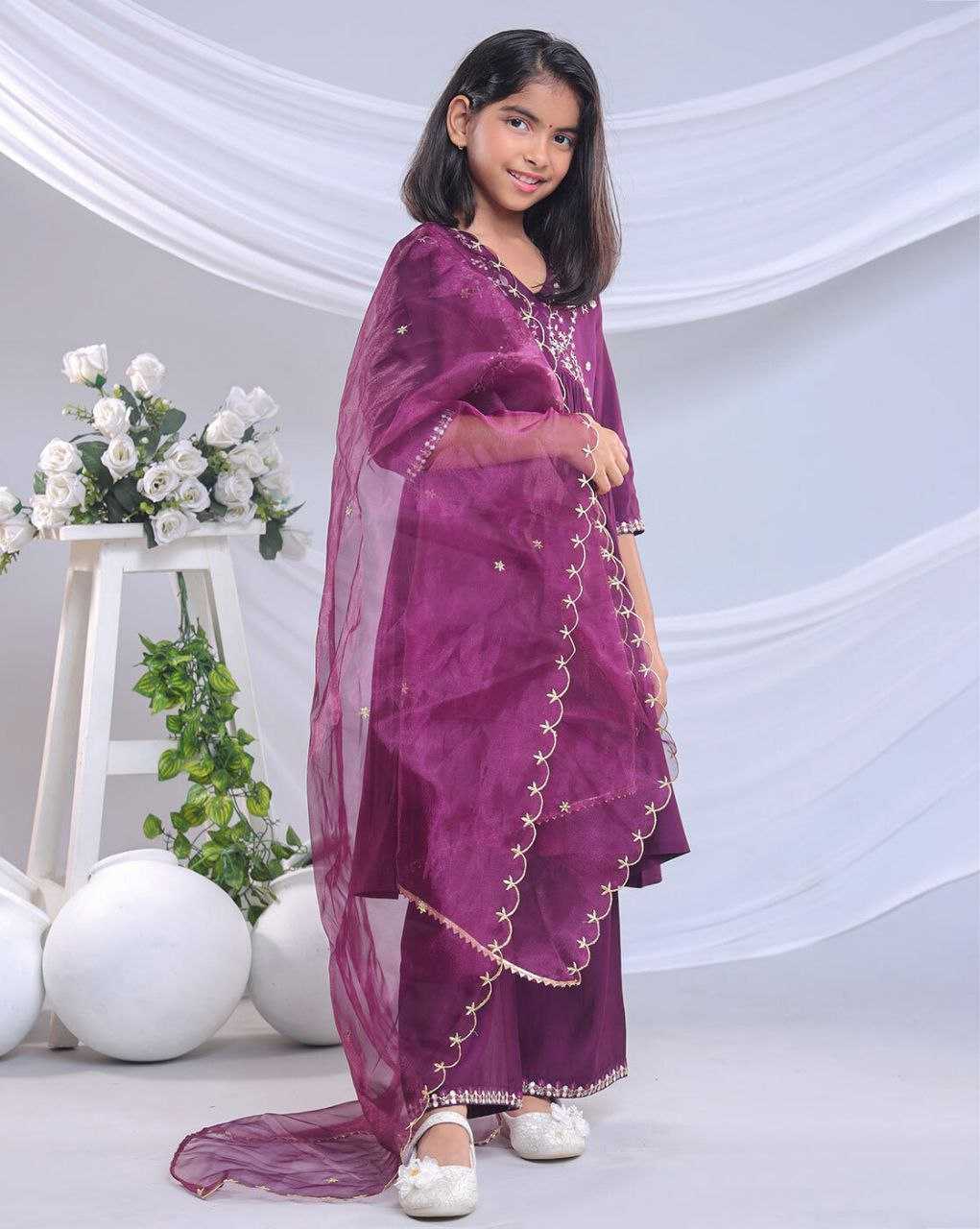 Ynf Organza Silk KESH461 206 Kids Wear Wholesale Embroidered Frock Indian Wear For Kids Kids Festive Wear Manufacturer- Kids Exports