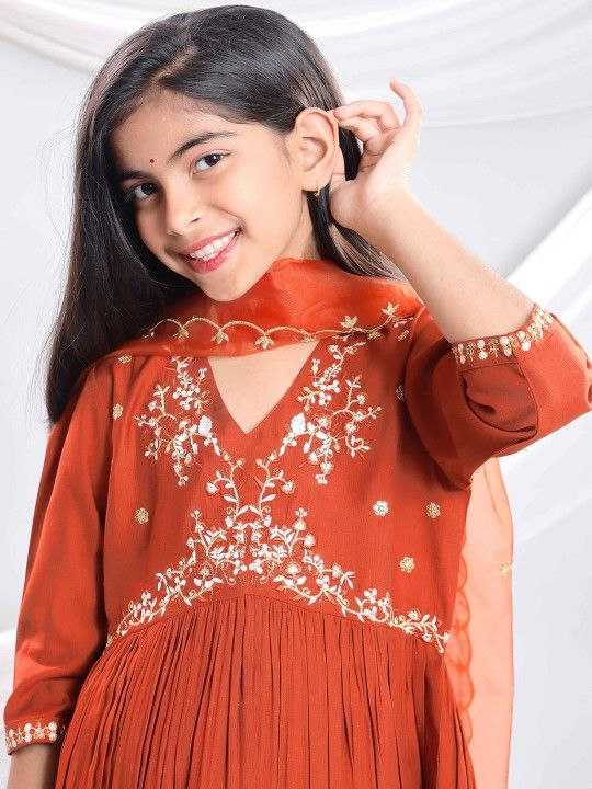 Ynf Organza Silk KESH461 206 Kids Wear Wholesale Embroidered Frock Indian Wear For Kids Kids Festive Wear Manufacturer- Kids Exports