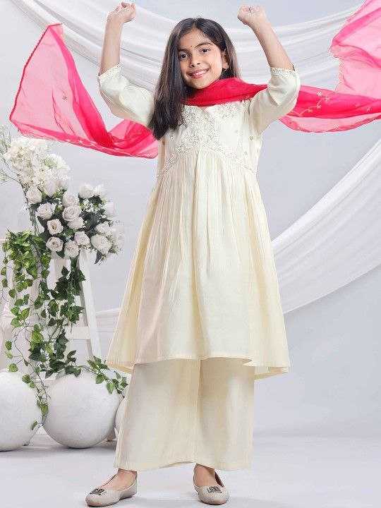 Ynf Organza Silk KESH461 206 Kids Wear Wholesale Embroidered Frock Indian Wear For Kids Kids Festive Wear Manufacturer- Kids Exports