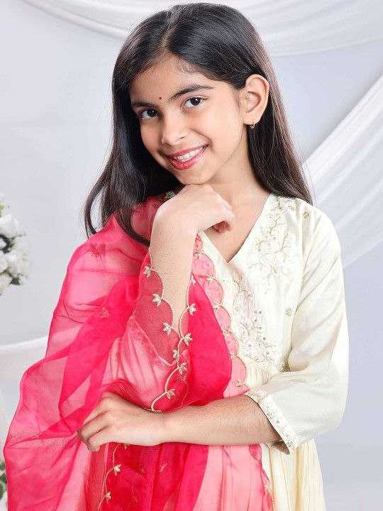 Ynf Organza Silk KESH461 206 Kids Wear Wholesale Embroidered Frock Indian Wear For Kids Kids Festive Wear Manufacturer- Kids Exports