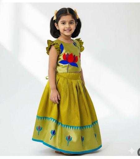 Ynf Paithani Silk RIN235 stitched Paithani Kids Wear Wholesale Kids Designer Frock Kids Ethnic Wear Kids Traditional Outfits Manufacturer- Kids Exports