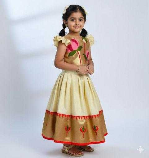 Ynf Paithani Silk RIN235 stitched Paithani Kids Wear Wholesale Kids Designer Frock Kids Ethnic Wear Kids Traditional Outfits Manufacturer- Kids Exports