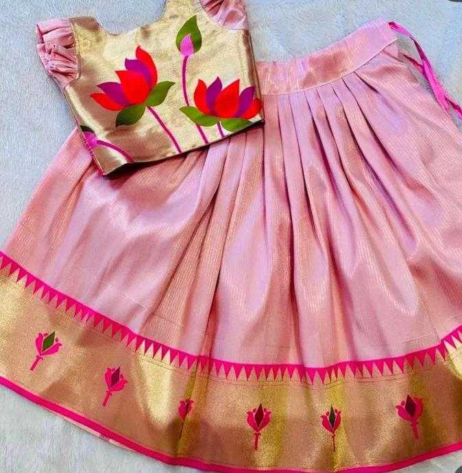 Ynf Paithani Silk RIN235 stitched Paithani Kids Wear Wholesale Kids Designer Frock Kids Ethnic Wear Kids Traditional Outfits Manufacturer- Kids Exports
