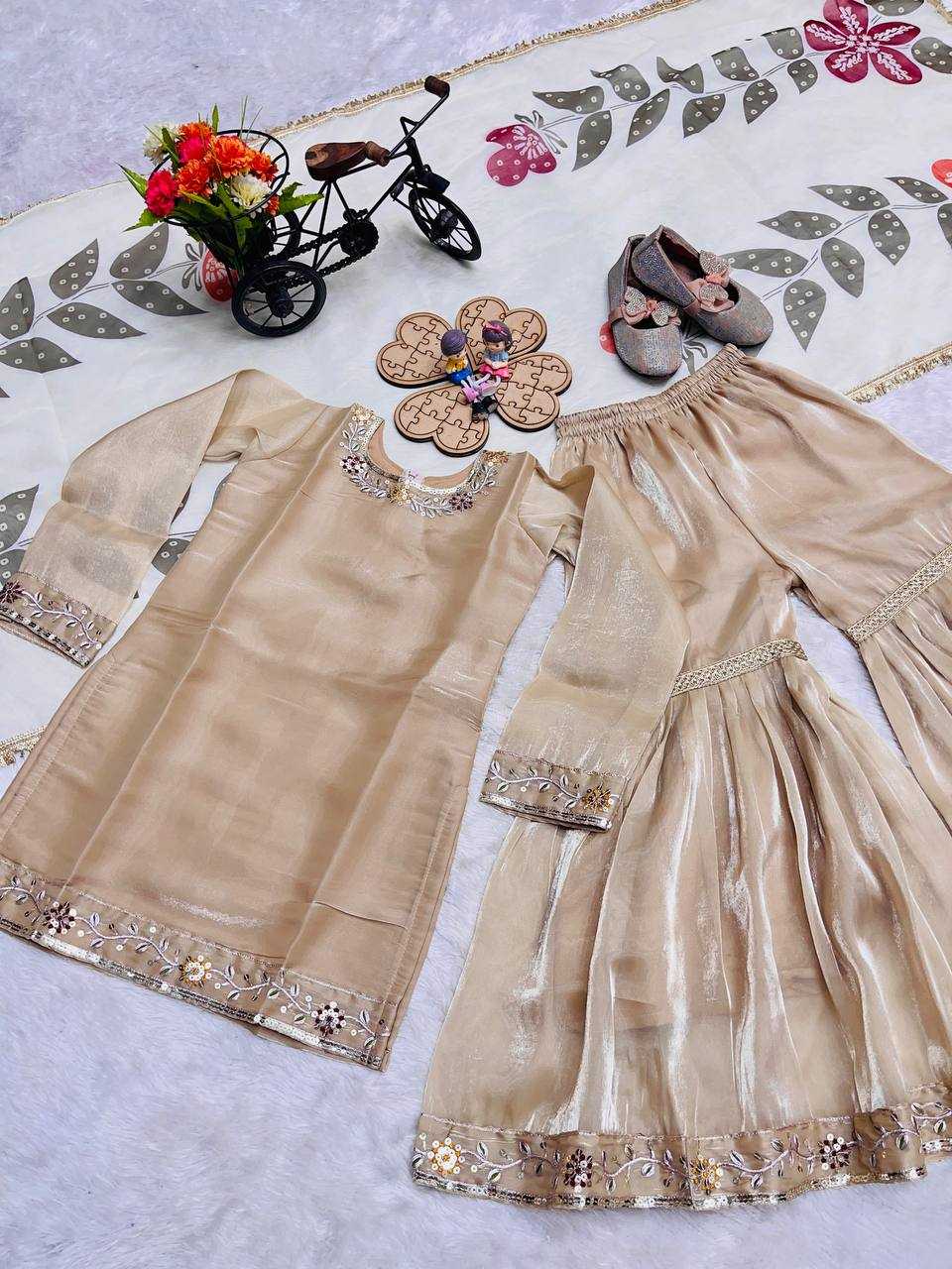 Ynf Pure Silk KESH415 238 Kids Wear Wholesale Kids Sharara Embroidered Frock Kids Party Wear Ethnic Manufacturer- Kids Exports