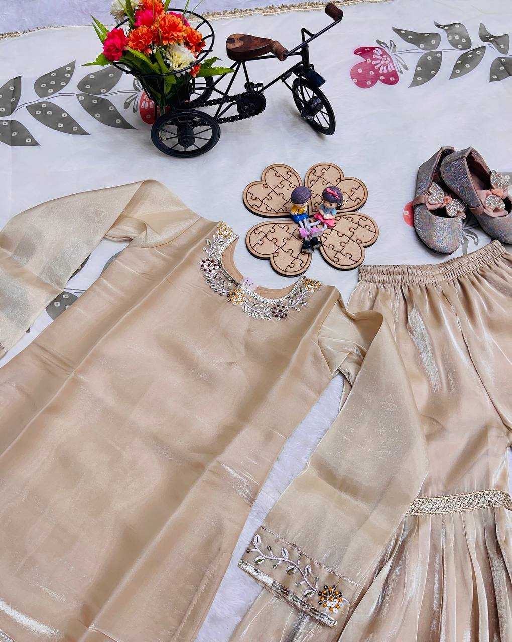 Ynf Pure Silk KESH415 238 Kids Wear Wholesale Kids Sharara Embroidered Frock Kids Party Wear Ethnic Manufacturer- Kids Exports