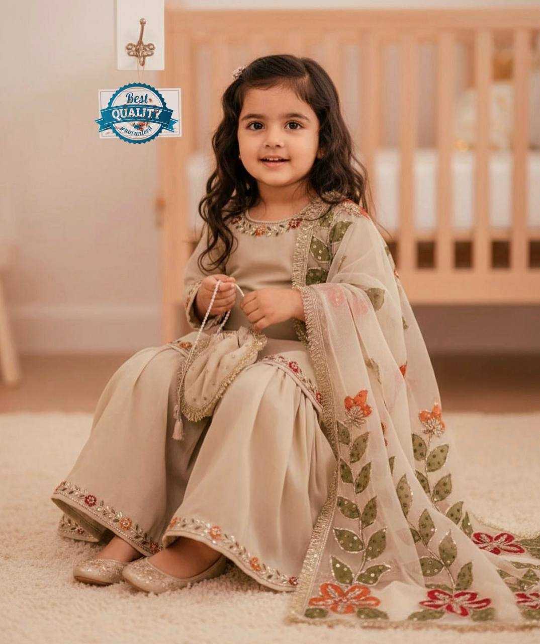Ynf Pure Silk KESH415 238 Kids Wear Wholesale Kids Sharara Embroidered Frock Kids Party Wear Ethnic Manufacturer- Kids Exports