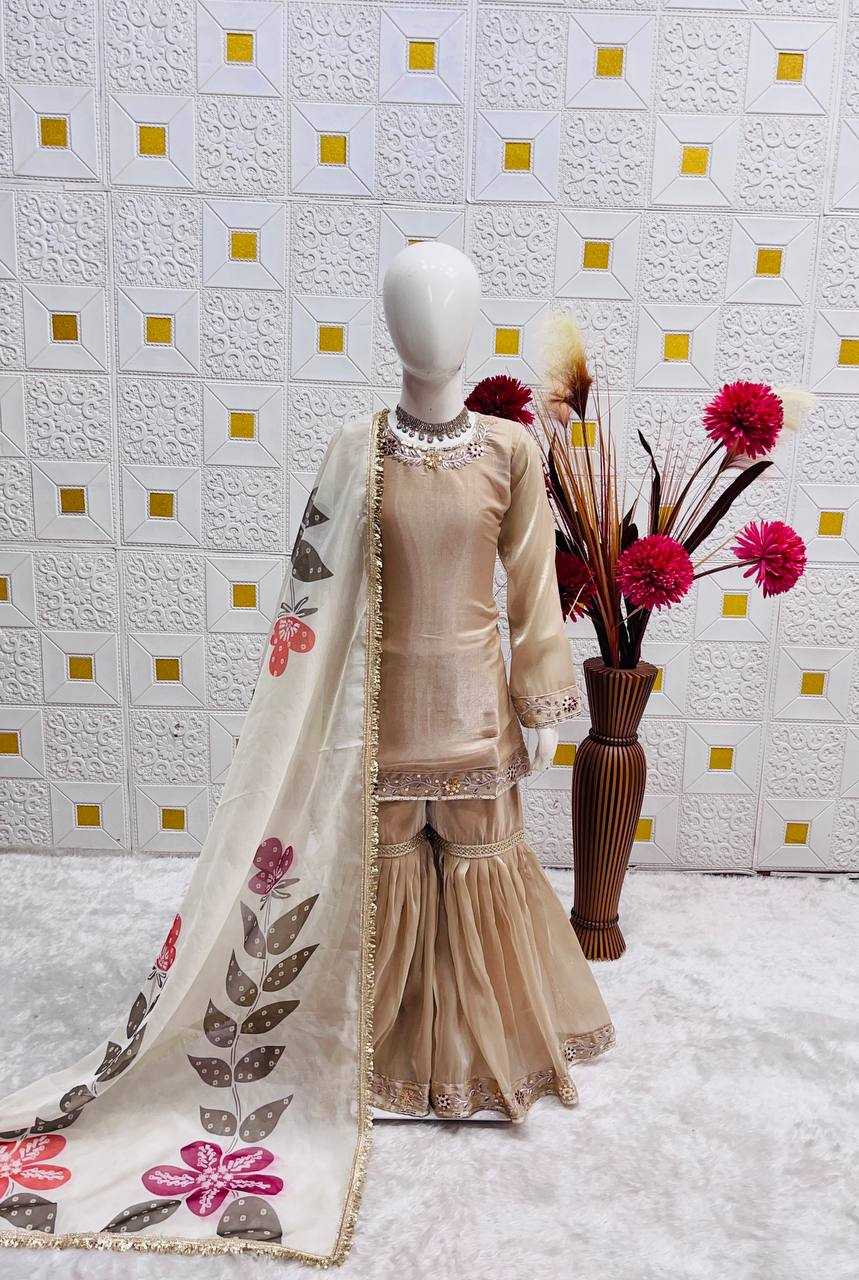 Ynf Pure Silk KESH415 238 Kids Wear Wholesale Kids Sharara Embroidered Frock Kids Party Wear Ethnic Manufacturer- Kids Exports