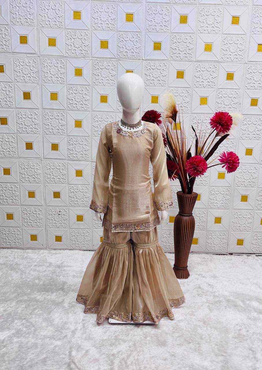Ynf Pure Silk KESH415 238 Kids Wear Wholesale Kids Sharara Embroidered Frock Kids Party Wear Ethnic Manufacturer- Kids Exports