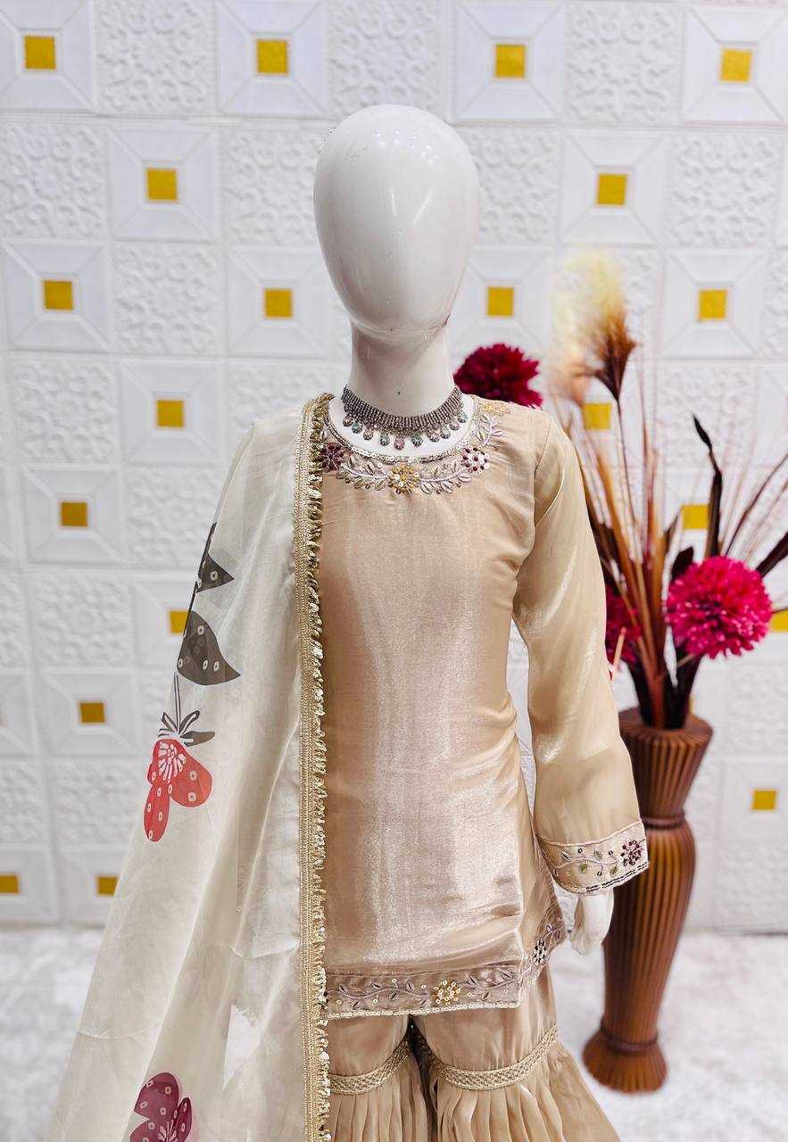 Ynf Pure Silk KESH415 238 Kids Wear Wholesale Kids Sharara Embroidered Frock Kids Party Wear Ethnic Manufacturer- Kids Exports