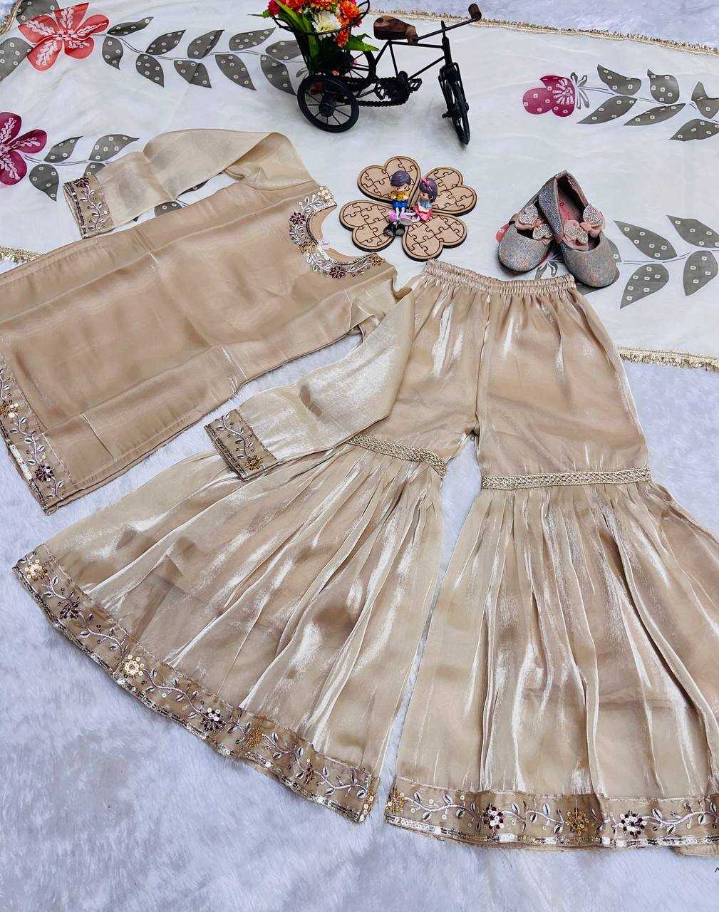 Ynf Pure Silk KESH415 238 Kids Wear Wholesale Kids Sharara Embroidered Frock Kids Party Wear Ethnic Manufacturer- Kids Exports