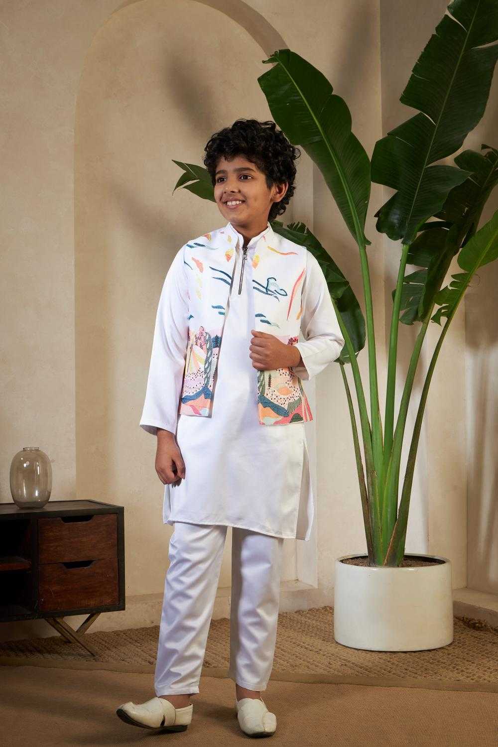 Ynf Satin RIN202 91071 ETHNIC CARNIVAL Kids Wear Wholesale Boys Kurta Pyjama Kids Kurta Pajama Baby Boy Kurta Set Manufacturer- Kids Exports