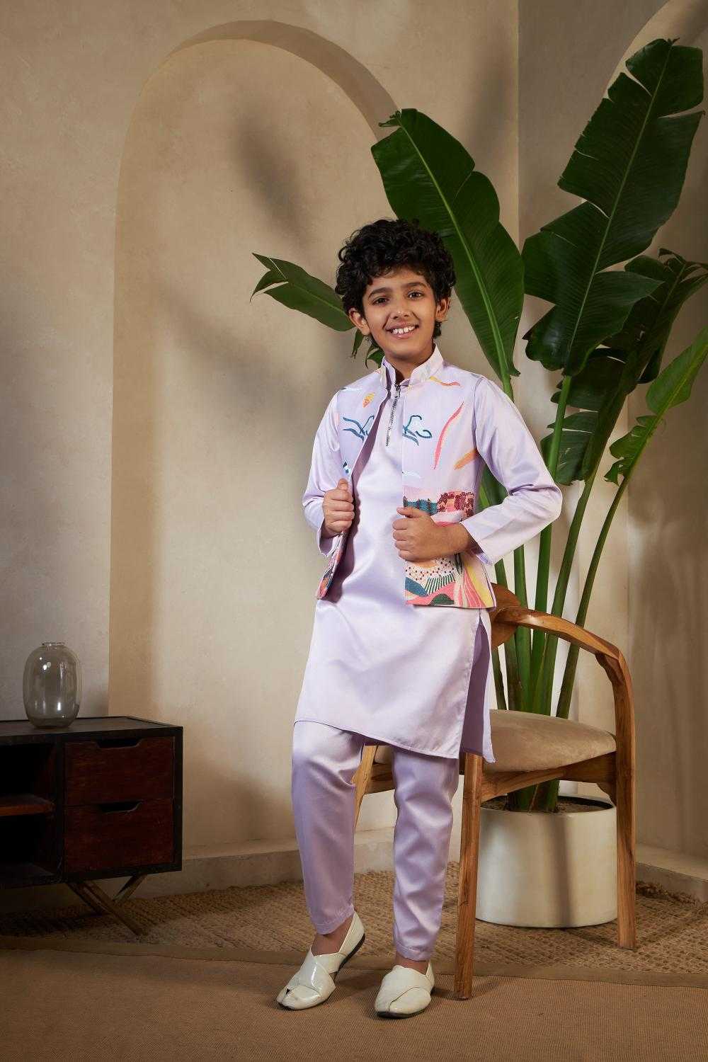 Ynf Satin RIN202 91071 ETHNIC CARNIVAL Kids Wear Wholesale Boys Kurta Pyjama Kids Kurta Pajama Baby Boy Kurta Set Manufacturer- Kids Exports