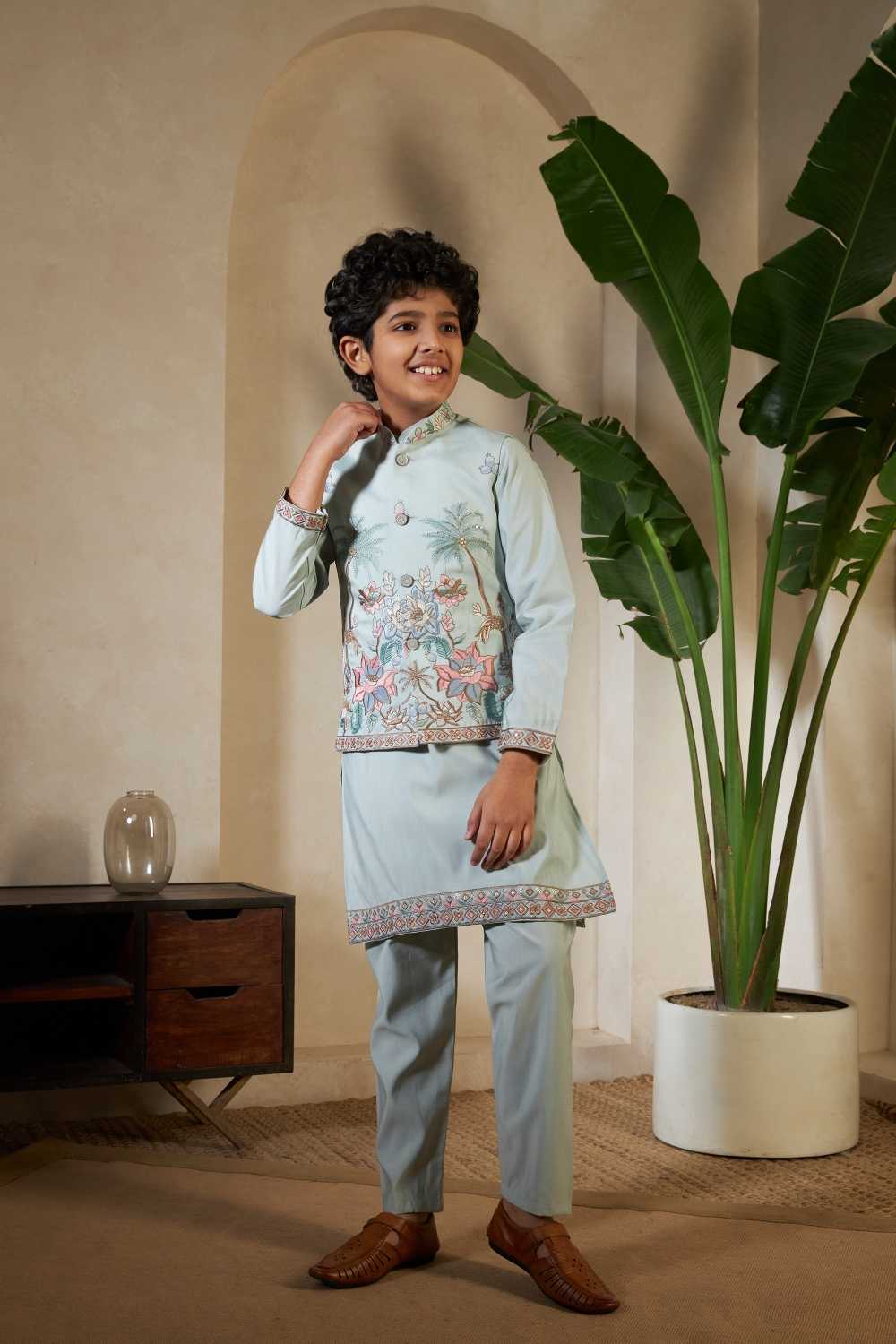 Ynf Silk RIN202 91051 LITTLE VIRAASAT Kids Wear Wholesale Boys Kurta Pyjama Kids Kurta Pajama Baby Boy Kurta Set Manufacturer- Kids Exports