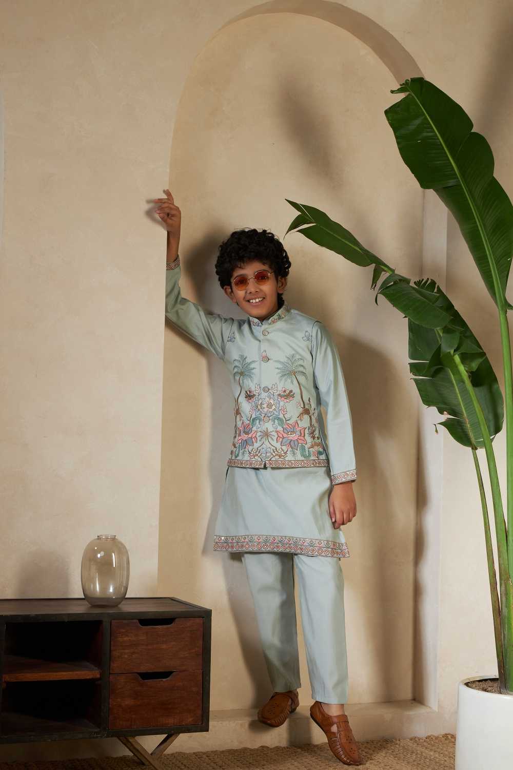 Ynf Silk RIN202 91051 LITTLE VIRAASAT Kids Wear Wholesale Boys Kurta Pyjama Kids Kurta Pajama Baby Boy Kurta Set Manufacturer- Kids Exports