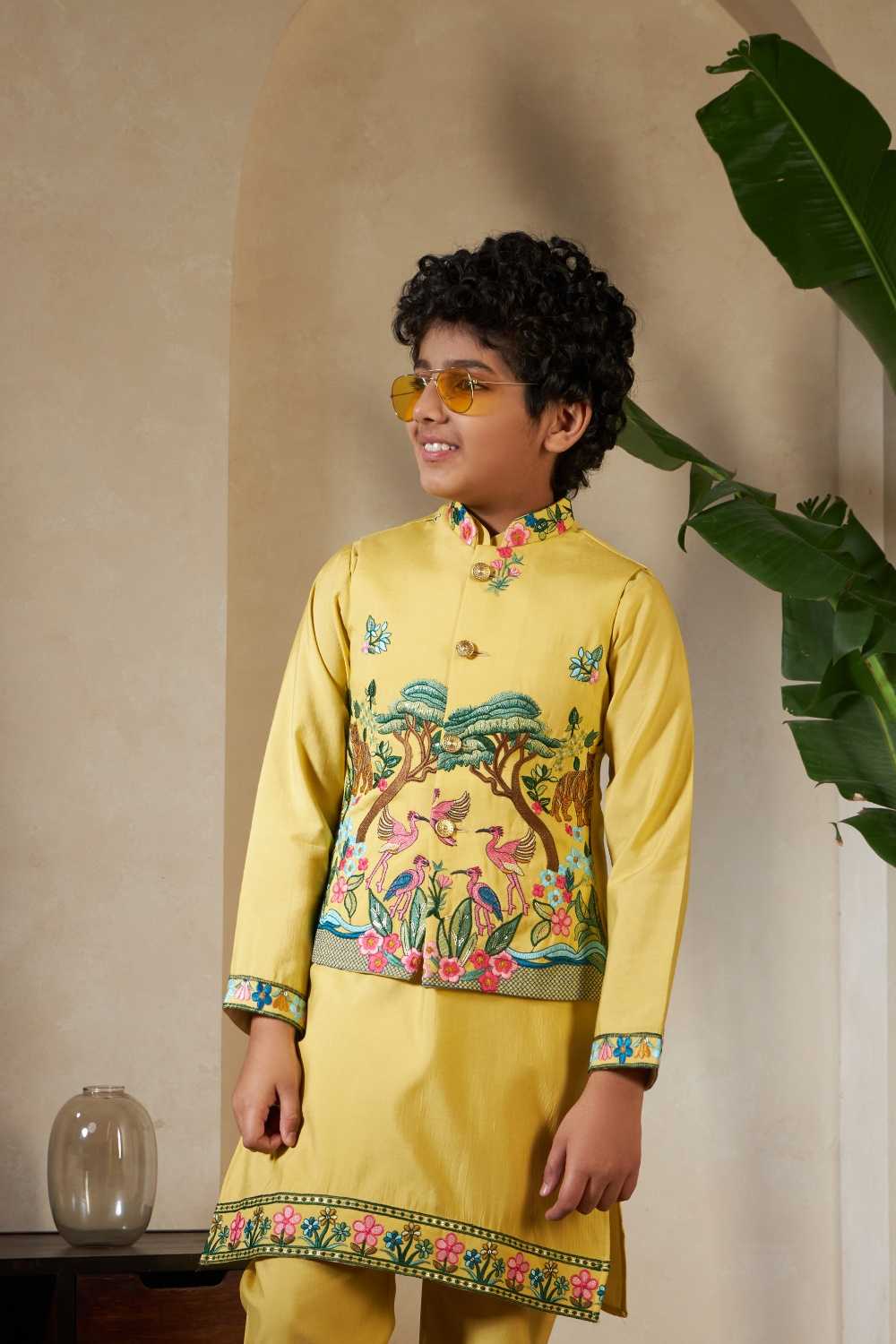 Ynf Silk RIN202 91061 ROYAL VANTARA Kids Wear Wholesale Boys Kurta Pyjama Kids Kurta Pajama Baby Boy Kurta Set Manufacturer- Kids Exports