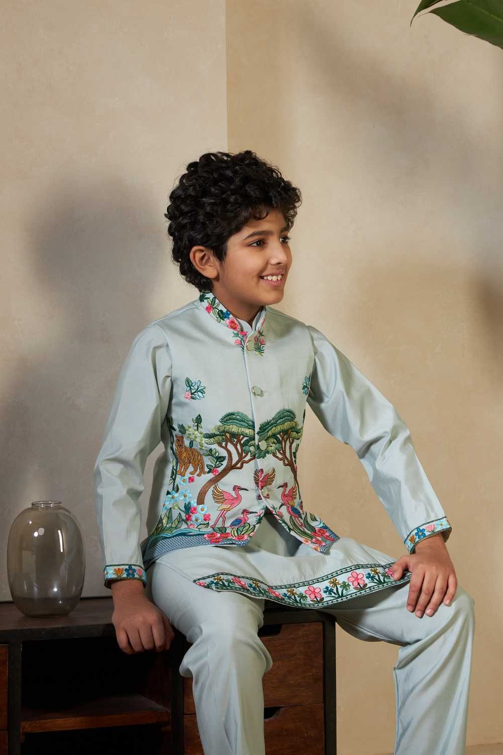 Ynf Silk RIN202 91061 ROYAL VANTARA Kids Wear Wholesale Boys Kurta Pyjama Kids Kurta Pajama Baby Boy Kurta Set Manufacturer- Kids Exports
