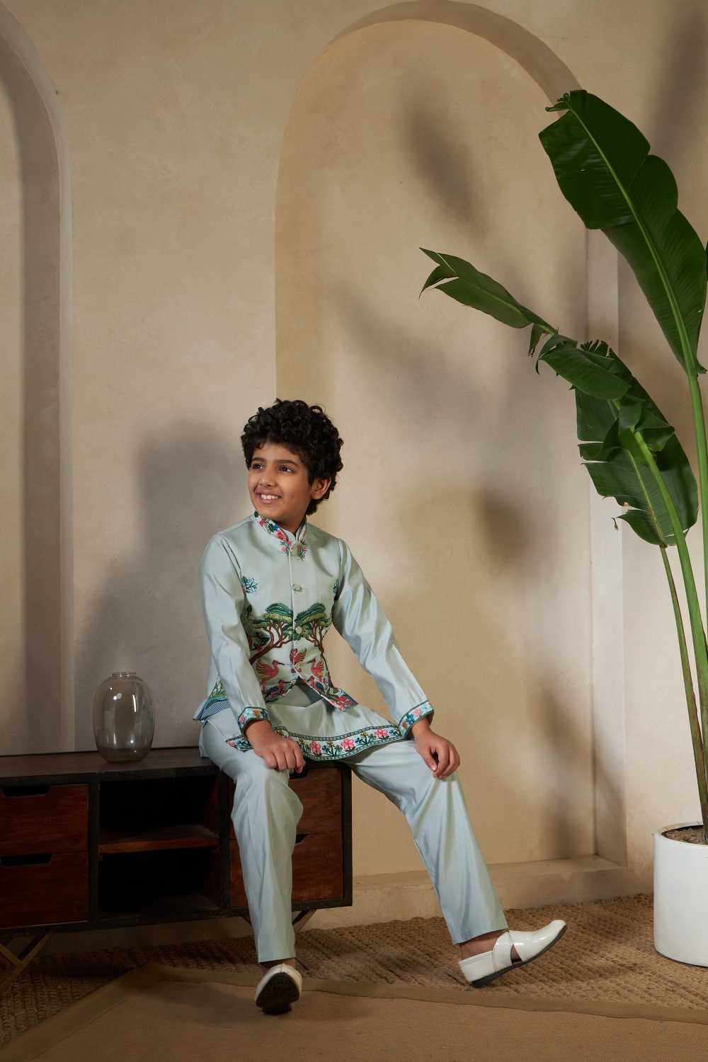 Ynf Silk RIN202 91061 ROYAL VANTARA Kids Wear Wholesale Boys Kurta Pyjama Kids Kurta Pajama Baby Boy Kurta Set Manufacturer- Kids Exports