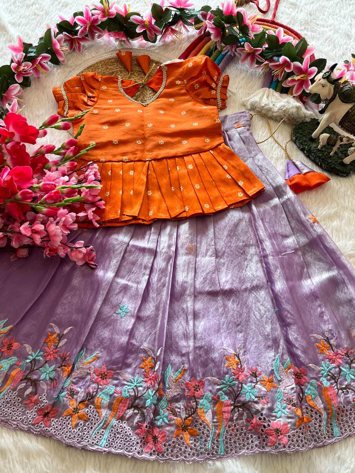 Ynf Viscose RIN235 tissue silk Kids Wear Wholesale Kids Lehenga Kids Lehenga Choli Baby Girl Lehenga Manufacturer- Kids Exports