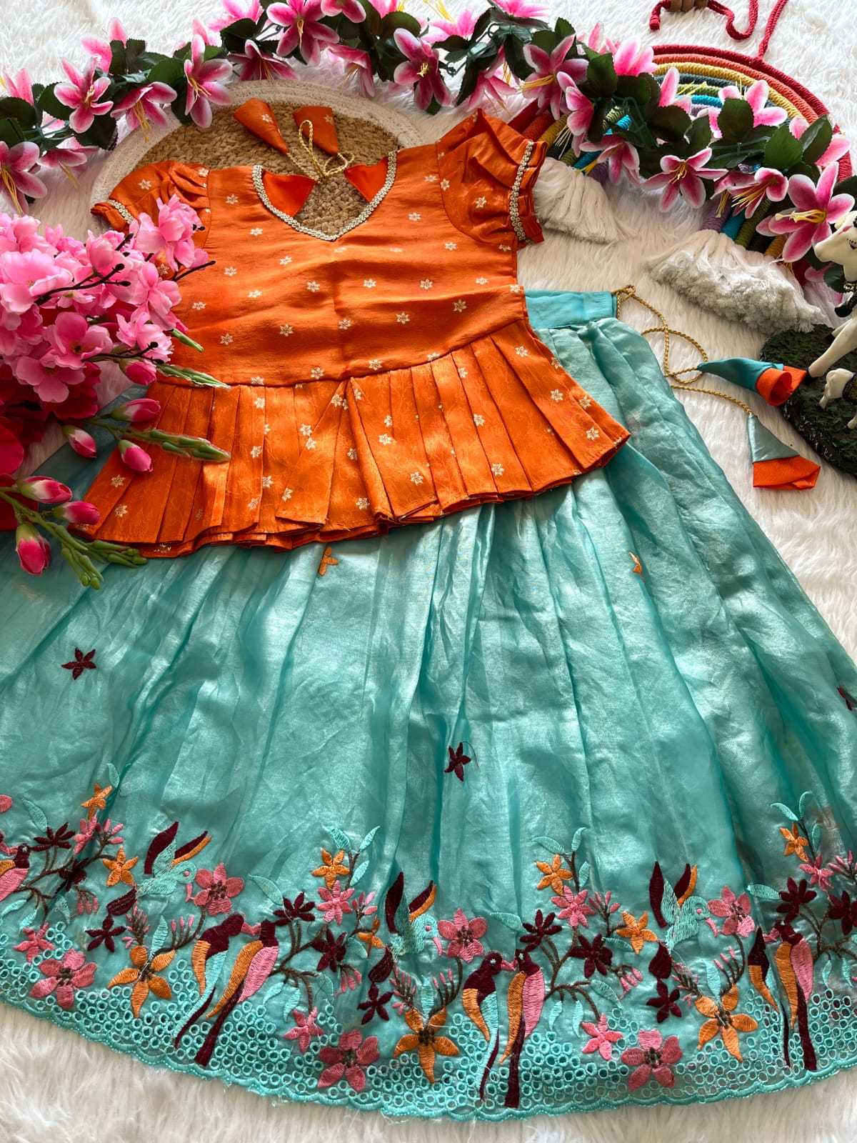 Ynf Viscose RIN235 tissue silk Kids Wear Wholesale Kids Lehenga Kids Lehenga Choli Baby Girl Lehenga Manufacturer- Kids Exports
