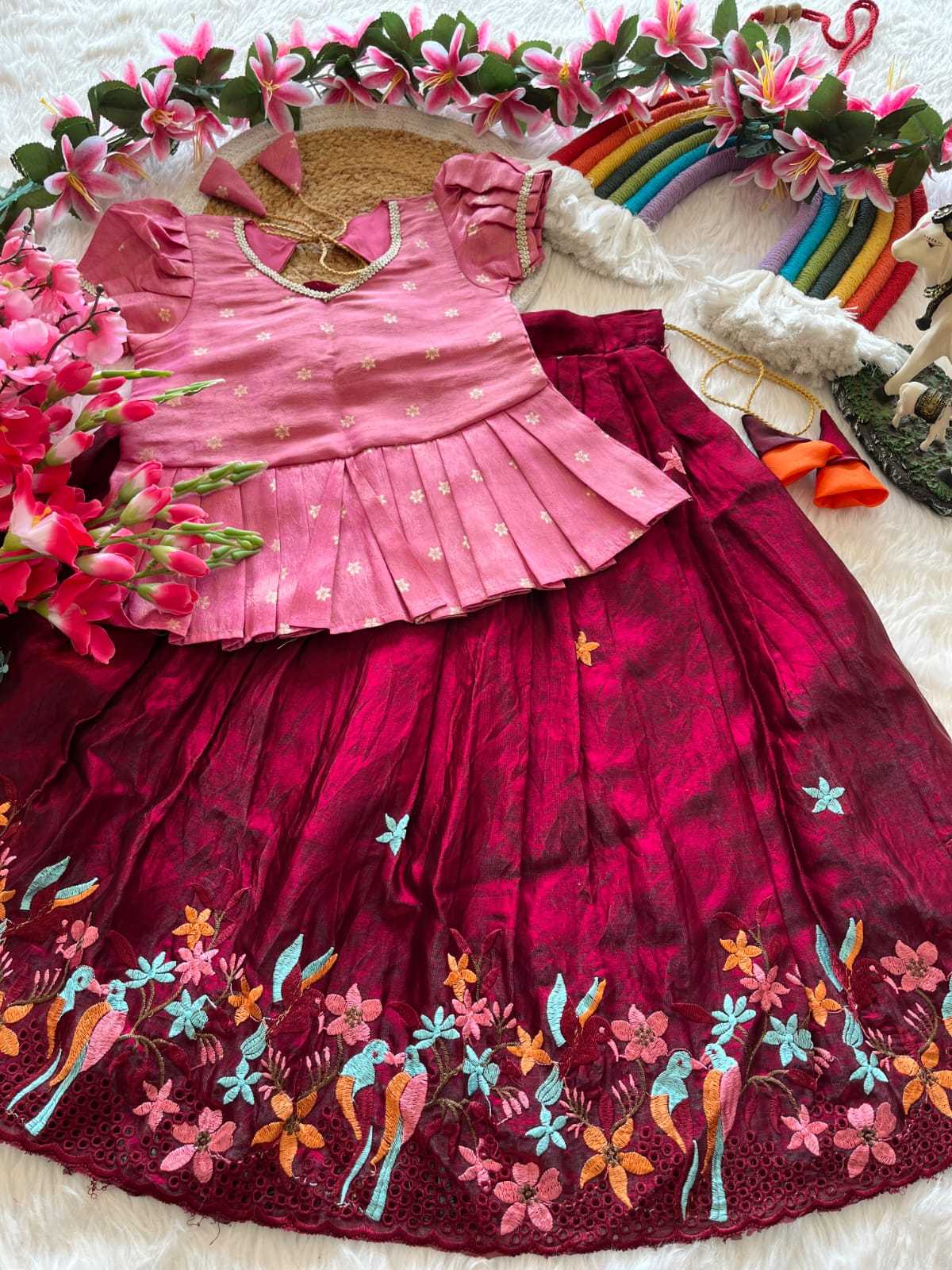 Ynf Viscose RIN235 tissue silk Kids Wear Wholesale Kids Lehenga Kids Lehenga Choli Baby Girl Lehenga Manufacturer- Kids Exports