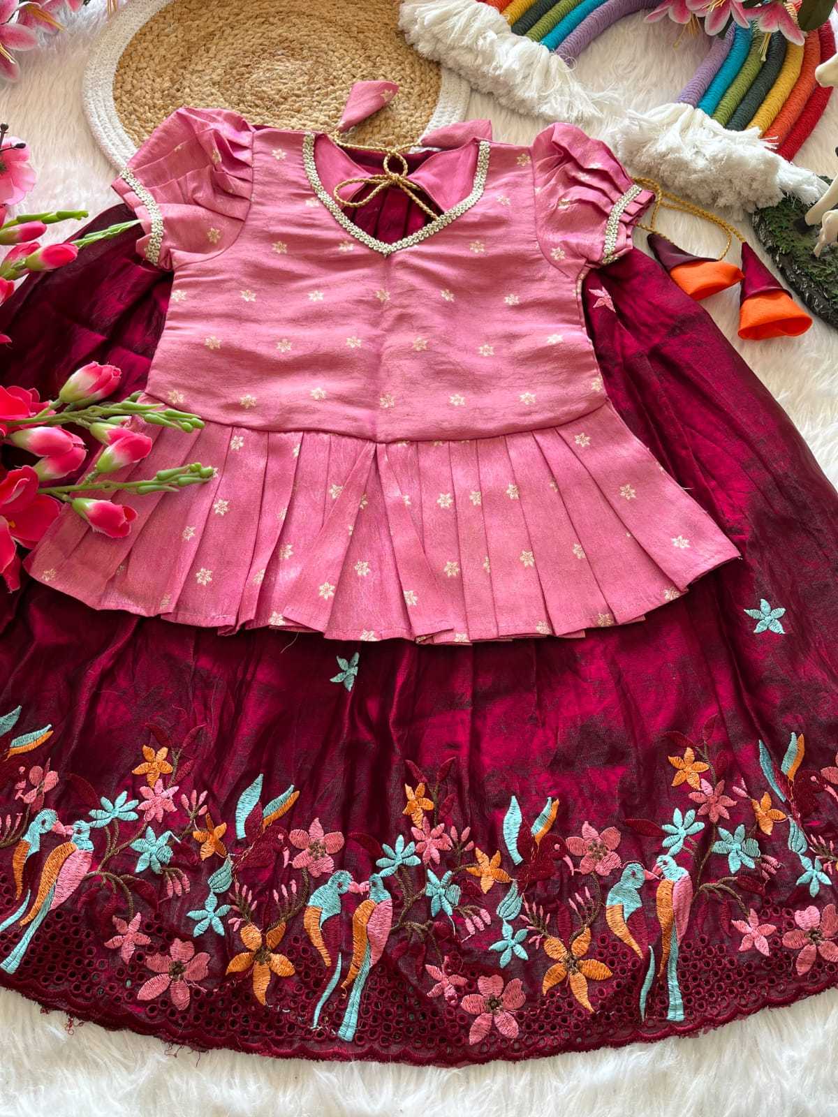 Ynf Viscose RIN235 tissue silk Kids Wear Wholesale Kids Lehenga Kids Lehenga Choli Baby Girl Lehenga Manufacturer- Kids Exports