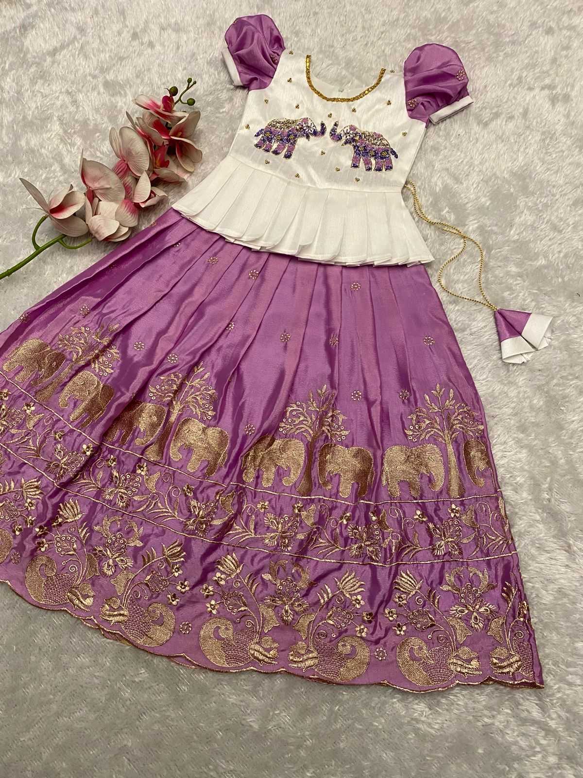 Ynf Chinon Silk RIN235 110 Kids Wear Festive Collections Wholesale Kids Lehenga Kids Lehenga Choli Kids Silk Dress Manufacturer- Kids Exports