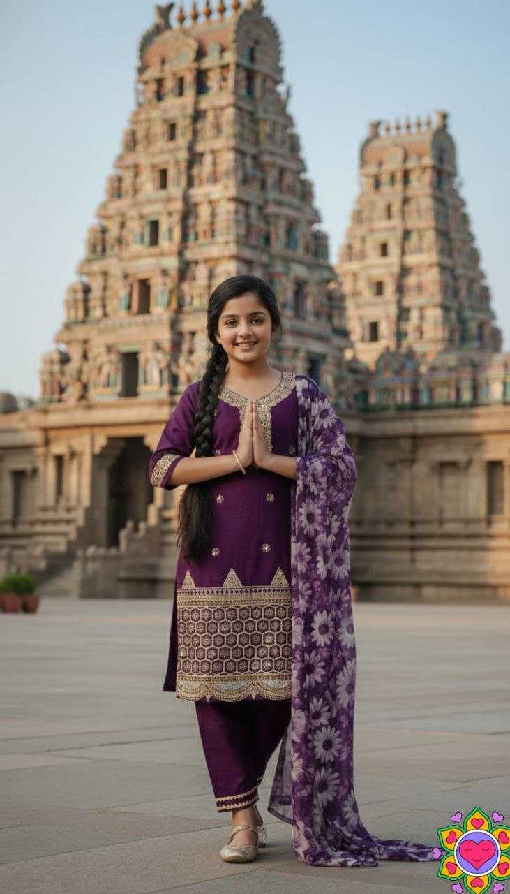 Ynf Crepe Silk KESH461 229 Kids Wear Festive Collections Wholesale Embroidered Frock Kids Festive Wear Kids Silk Dress Manufacturer- Kids Exports