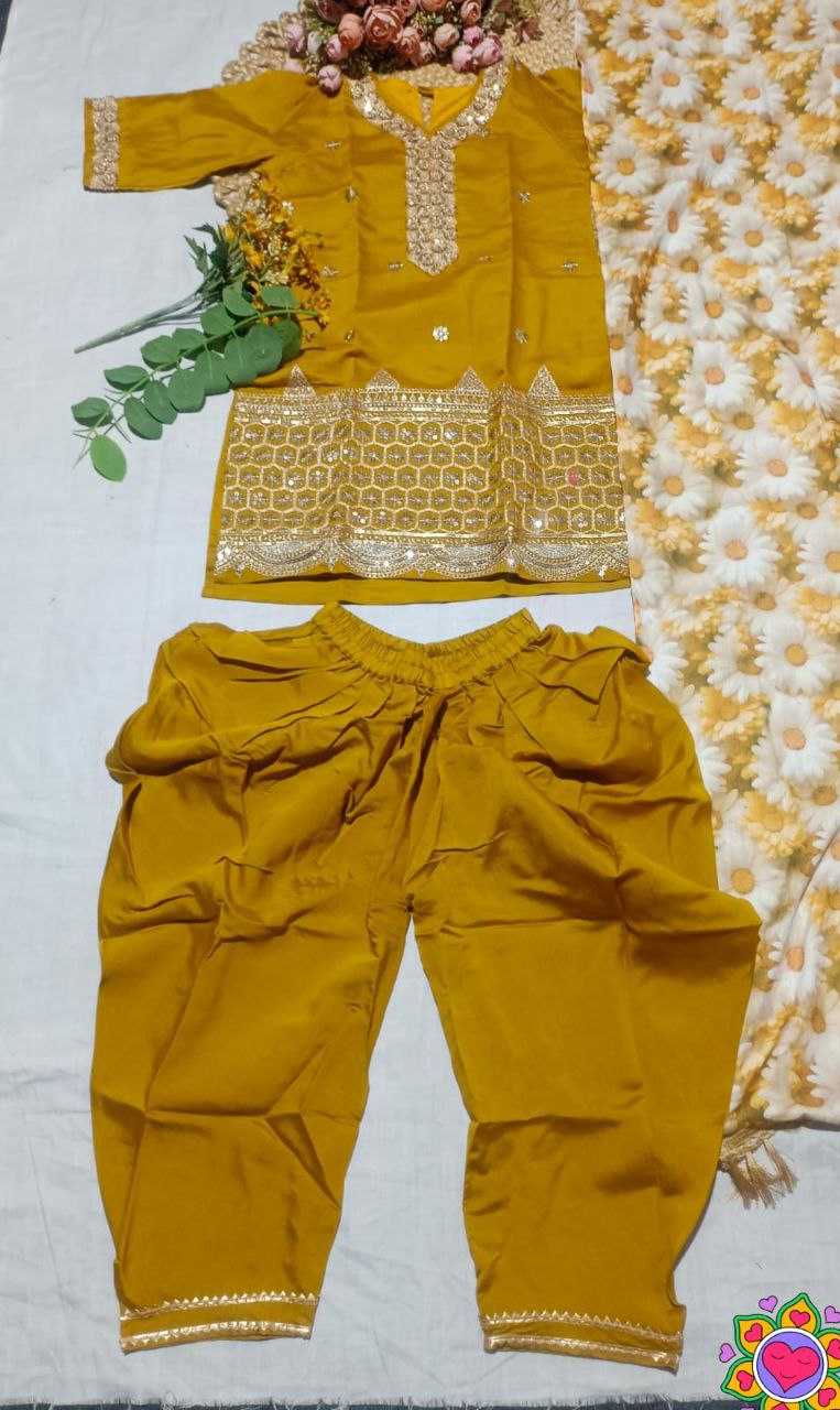 Ynf Crepe Silk KESH461 229 Kids Wear Festive Collections Wholesale Embroidered Frock Kids Festive Wear Kids Silk Dress Manufacturer- Kids Exports