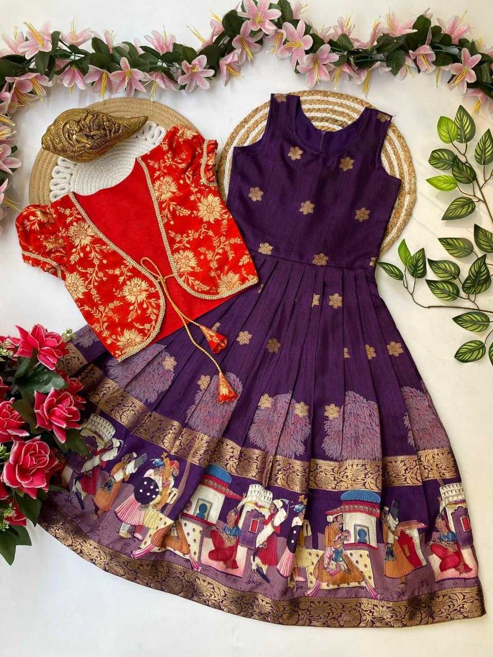 Ynf Dola Silk KESH503 8165 Kids Wear Festive Collections Wholesale Kids Gown Kids Ethnic Gowns Kids Festive Wear Manufacturer- Kids Exports