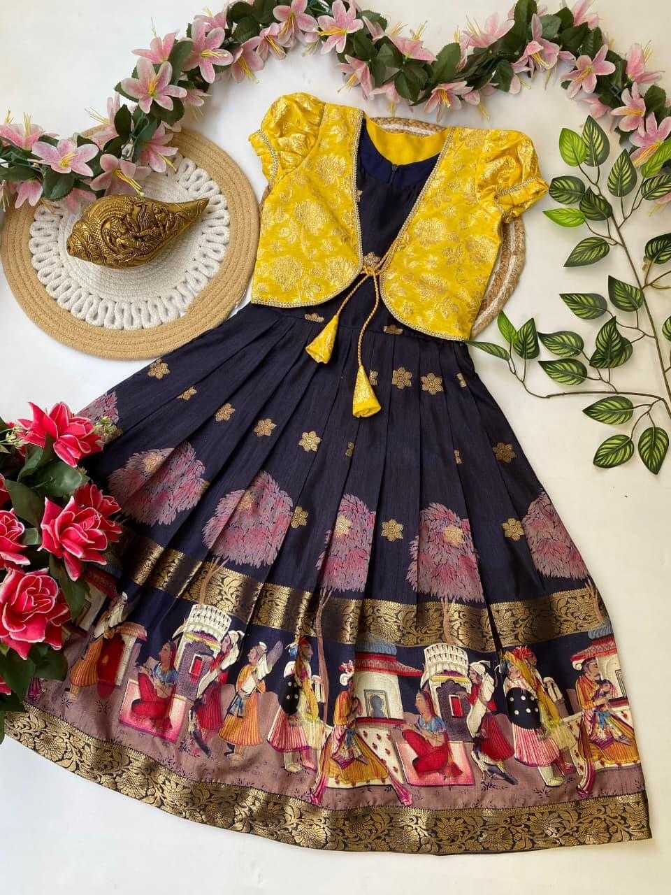 Ynf Dola Silk KESH503 8165 Kids Wear Festive Collections Wholesale Kids Gown Kids Ethnic Gowns Kids Festive Wear Manufacturer- Kids Exports