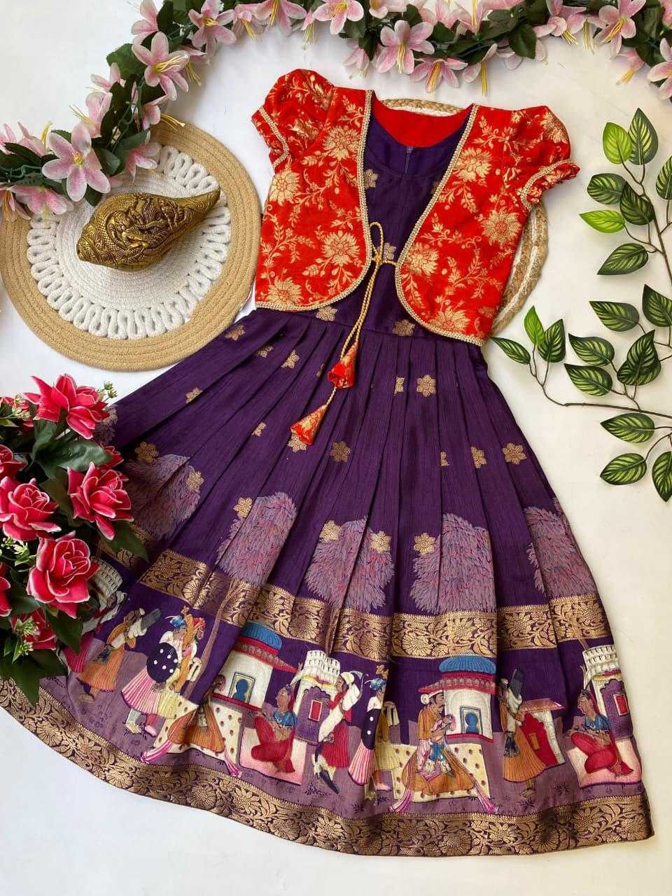 Ynf Dola Silk KESH503 8165 Kids Wear Festive Collections Wholesale Kids Gown Kids Ethnic Gowns Kids Festive Wear Manufacturer- Kids Exports