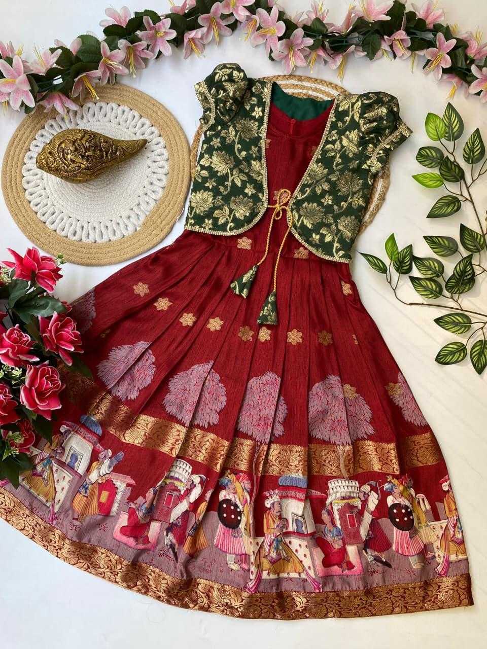 Ynf Dola Silk KESH503 8165 Kids Wear Festive Collections Wholesale Kids Gown Kids Ethnic Gowns Kids Festive Wear Manufacturer- Kids Exports