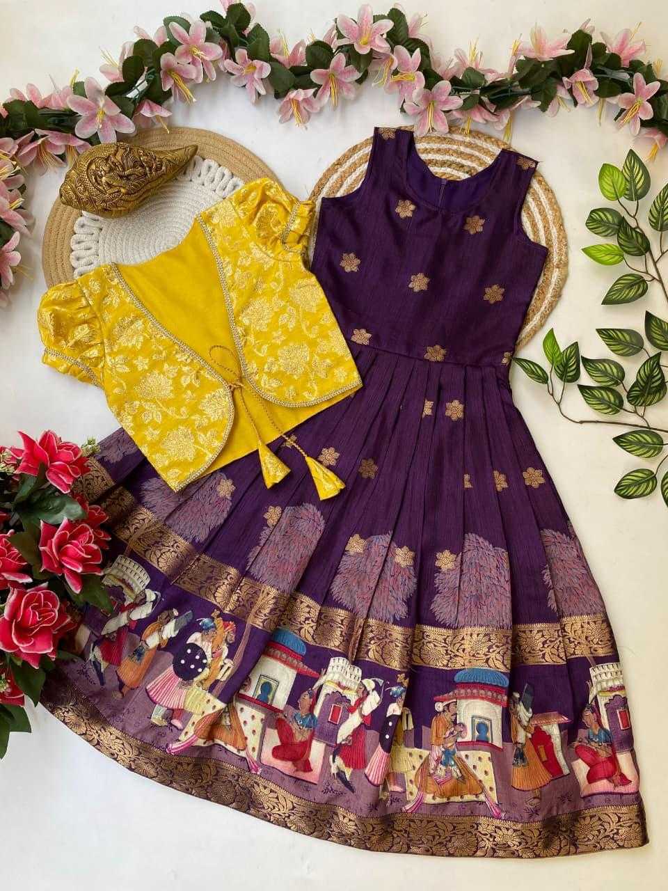 Ynf Dola Silk KESH503 8165 Kids Wear Festive Collections Wholesale Kids Gown Kids Ethnic Gowns Kids Festive Wear Manufacturer- Kids Exports