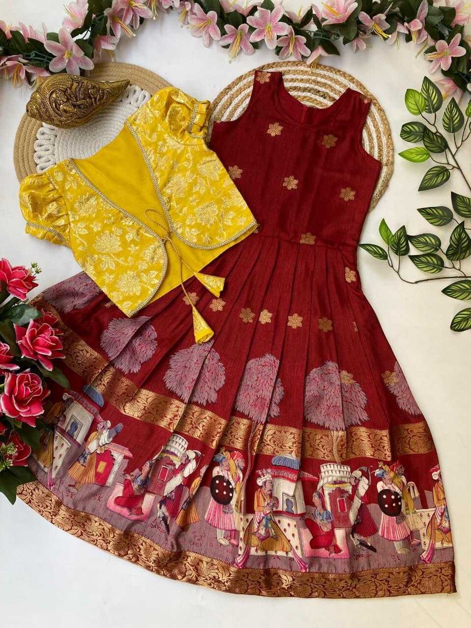 Ynf Dola Silk KESH503 8165 Kids Wear Festive Collections Wholesale Kids Gown Kids Ethnic Gowns Kids Festive Wear Manufacturer- Kids Exports