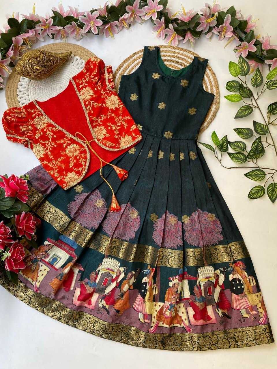 Ynf Dola Silk KESH503 8165 Kids Wear Festive Collections Wholesale Kids Gown Kids Ethnic Gowns Kids Festive Wear Manufacturer- Kids Exports