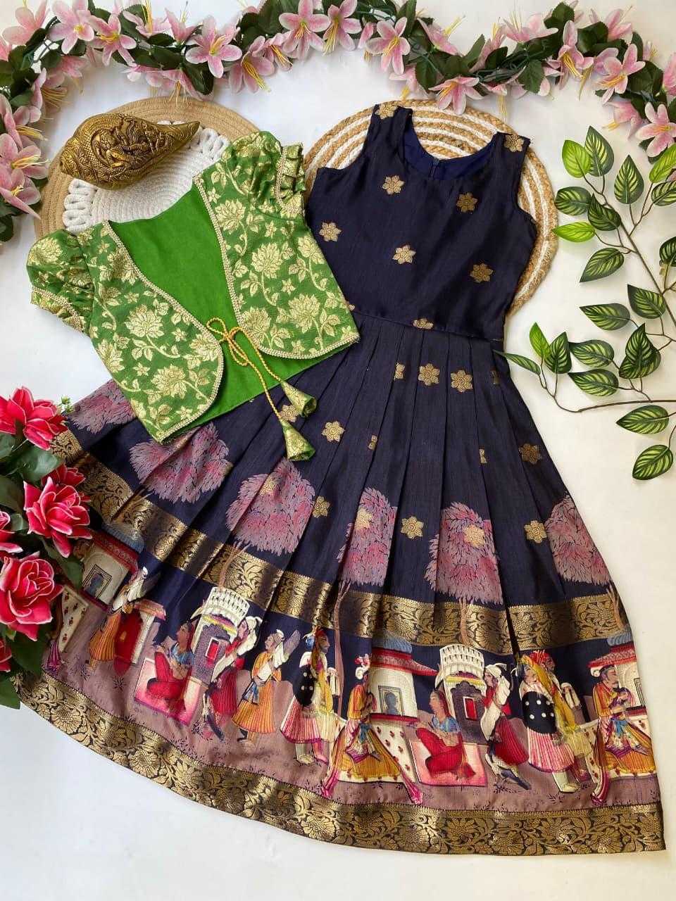 Ynf Dola Silk KESH503 8165 Kids Wear Festive Collections Wholesale Kids Gown Kids Ethnic Gowns Kids Festive Wear Manufacturer- Kids Exports