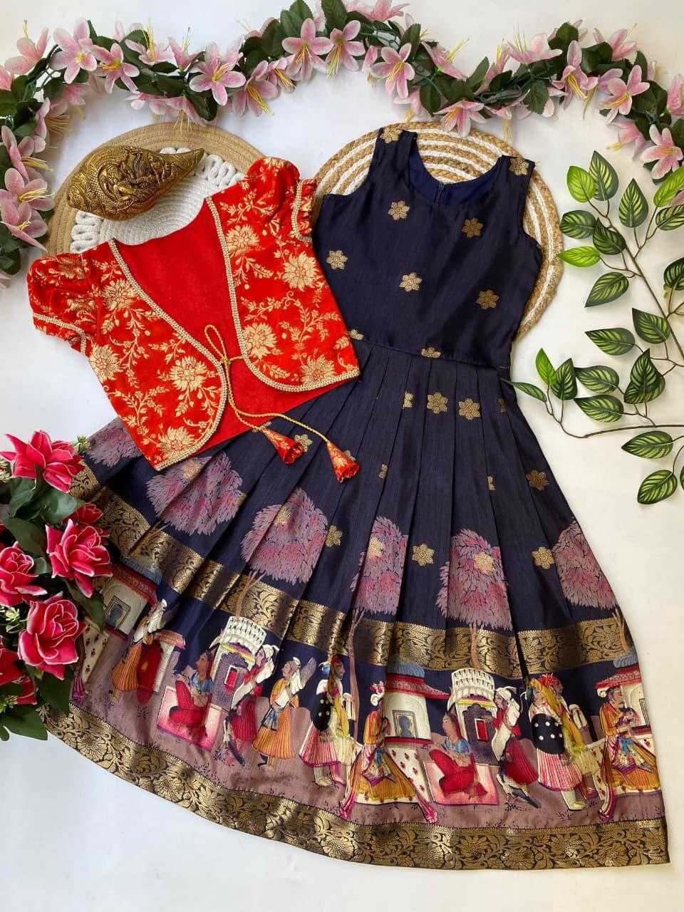 Ynf Dola Silk KESH503 8165 Kids Wear Festive Collections Wholesale Kids Gown Kids Ethnic Gowns Kids Festive Wear Manufacturer- Kids Exports