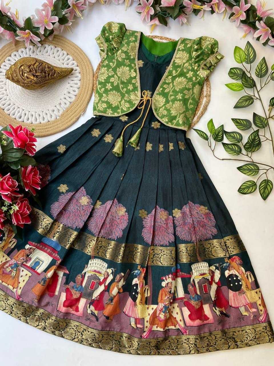Ynf Dola Silk KESH503 8165 Kids Wear Festive Collections Wholesale Kids Gown Kids Ethnic Gowns Kids Festive Wear Manufacturer- Kids Exports