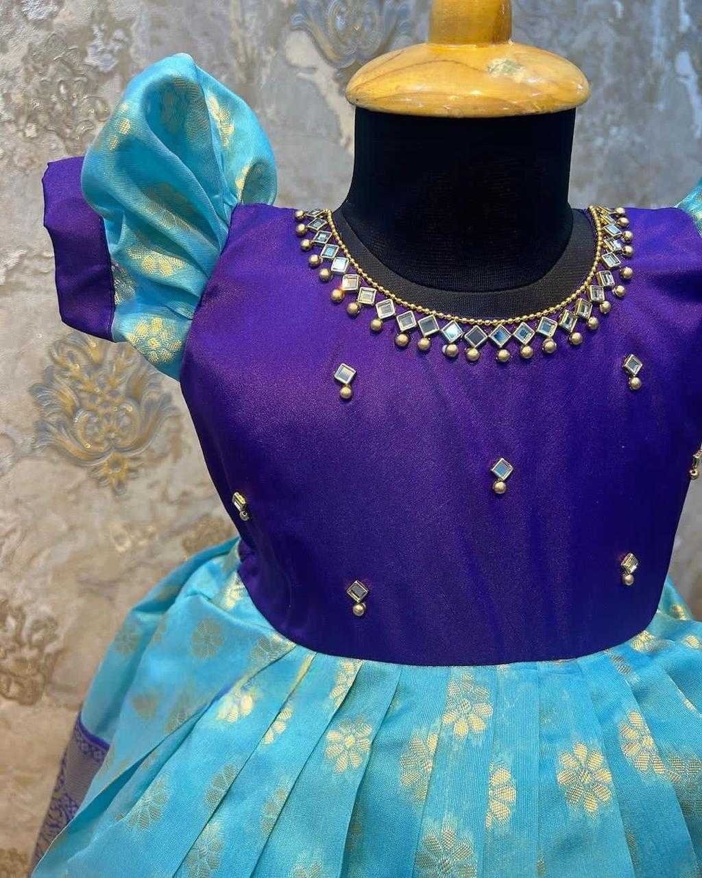 Ynf Kanjivaram Silk KESH622 maggam Kids Wear Wholesale Kids Gown Kids Ethnic Wear Kids Silk Dress Manufacturer- Kids Exports