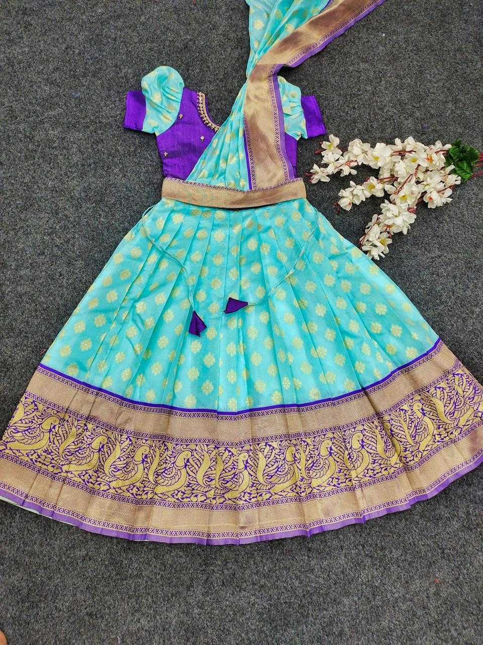 Ynf Kanjivaram Silk KESH622 maggam Kids Wear Wholesale Kids Gown Kids Ethnic Wear Kids Silk Dress Manufacturer- Kids Exports