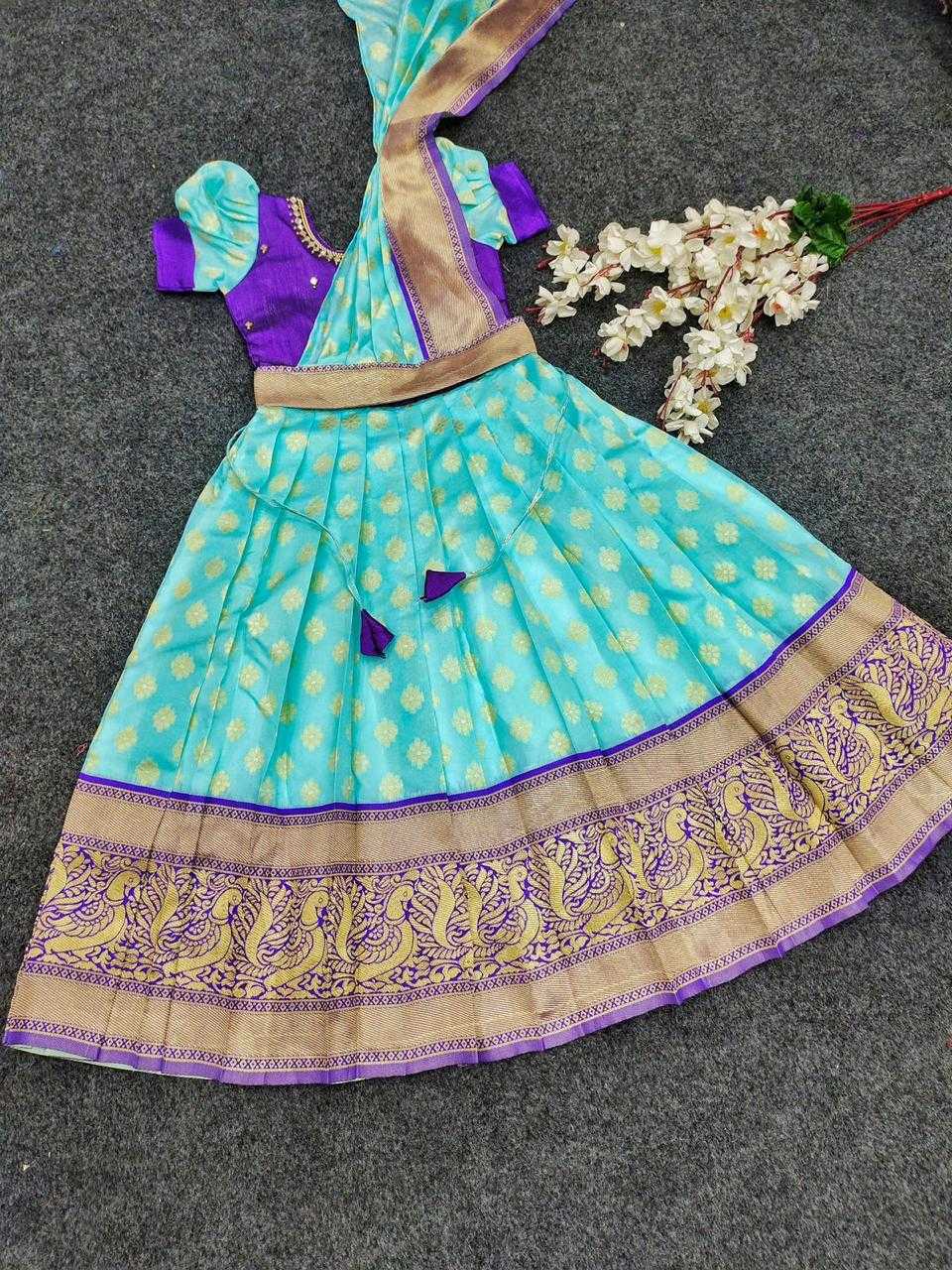 Ynf Kanjivaram Silk KESH622 maggam Kids Wear Wholesale Kids Gown Kids Ethnic Wear Kids Silk Dress Manufacturer- Kids Exports