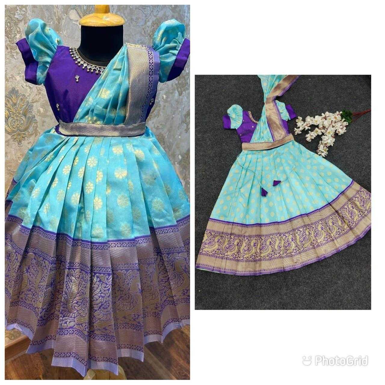 Ynf Kanjivaram Silk KESH622 maggam Kids Wear Wholesale Kids Gown Kids Ethnic Wear Kids Silk Dress Manufacturer- Kids Exports