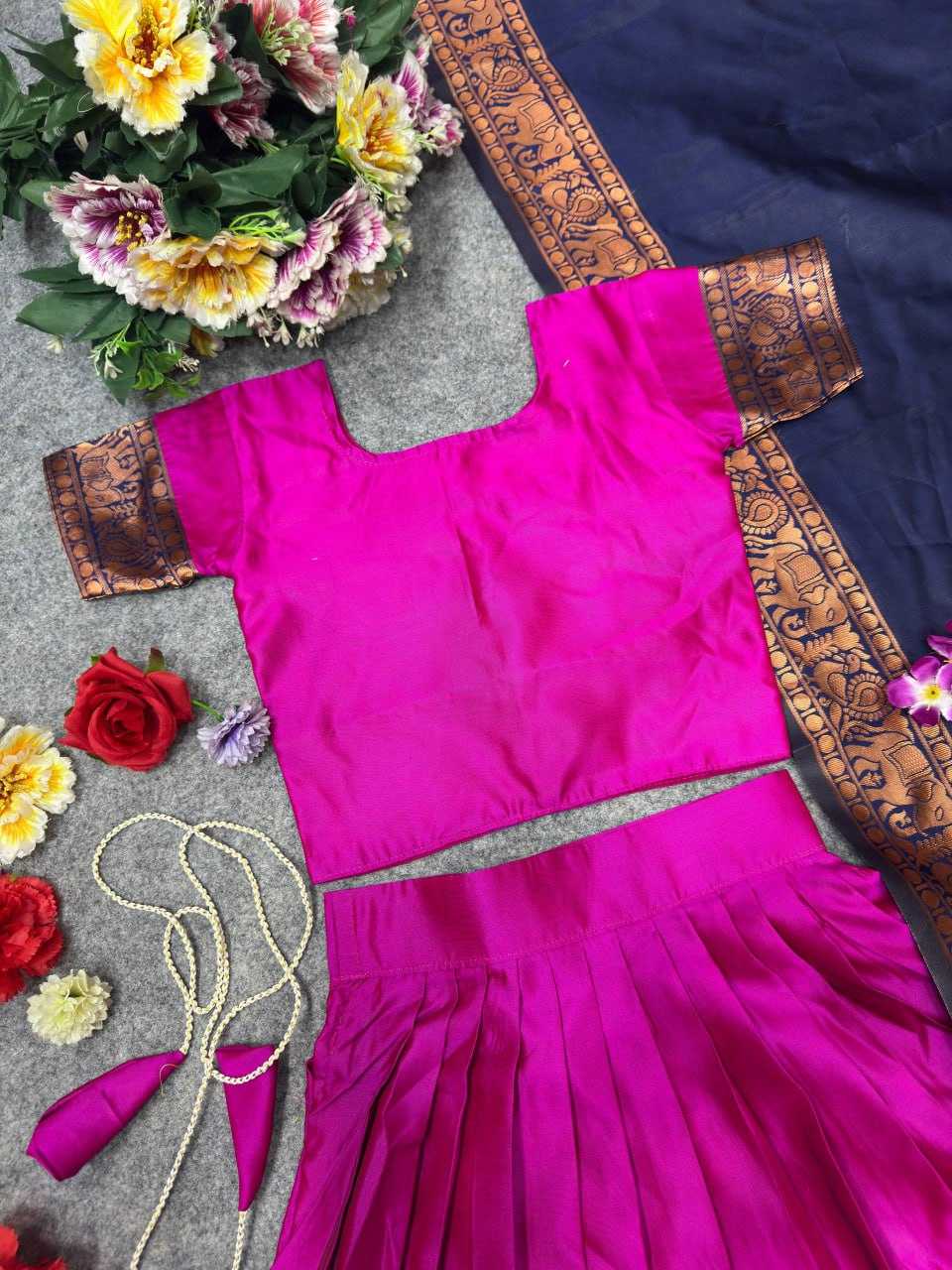 Ynf Lichi Silk KESH642 008 Kids Wear Wholesale Kids Lehenga Girls Ethnic Wear Baby Girl Lehenga Manufacturer- Kids Exports