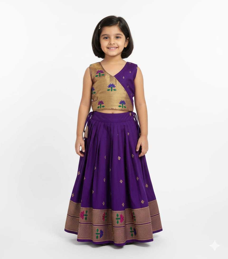 Ynf Paithani Silk KESH679 101 Kids Wear Festive Collections Wholesale Kids Lehenga Kids Lehenga Choli Baby Girl Lehenga Manufacturer- Kids Exports