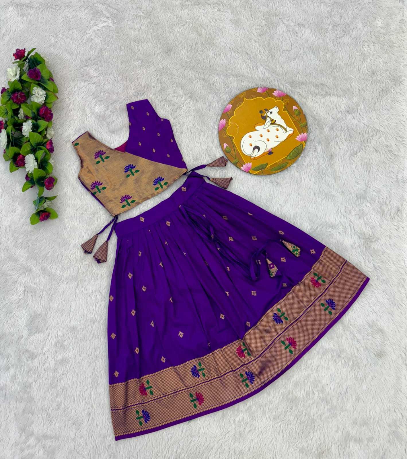 Ynf Paithani Silk KESH679 101 Kids Wear Festive Collections Wholesale Kids Lehenga Kids Lehenga Choli Baby Girl Lehenga Manufacturer- Kids Exports