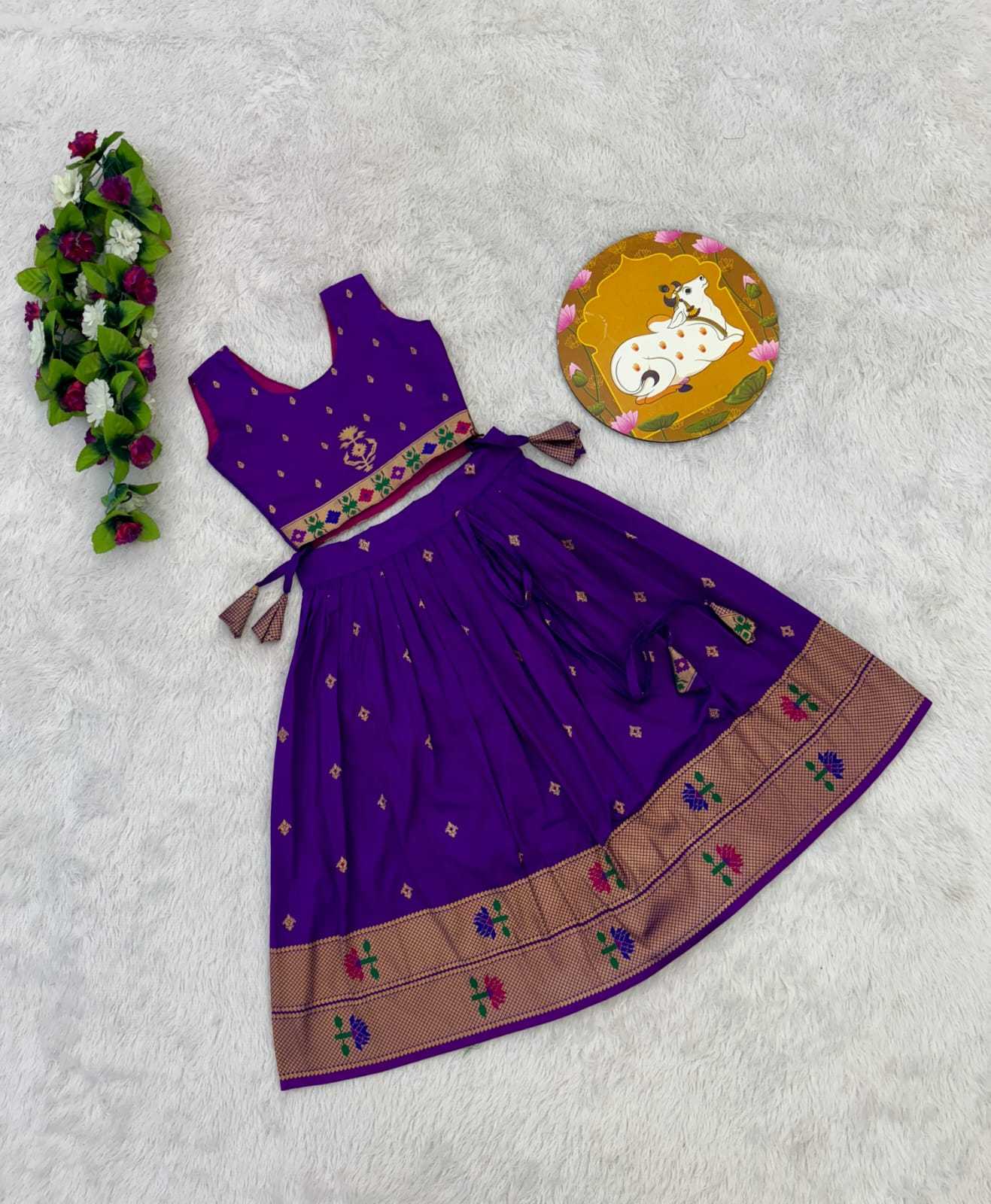 Ynf Paithani Silk KESH679 101 Kids Wear Festive Collections Wholesale Kids Lehenga Kids Lehenga Choli Baby Girl Lehenga Manufacturer- Kids Exports